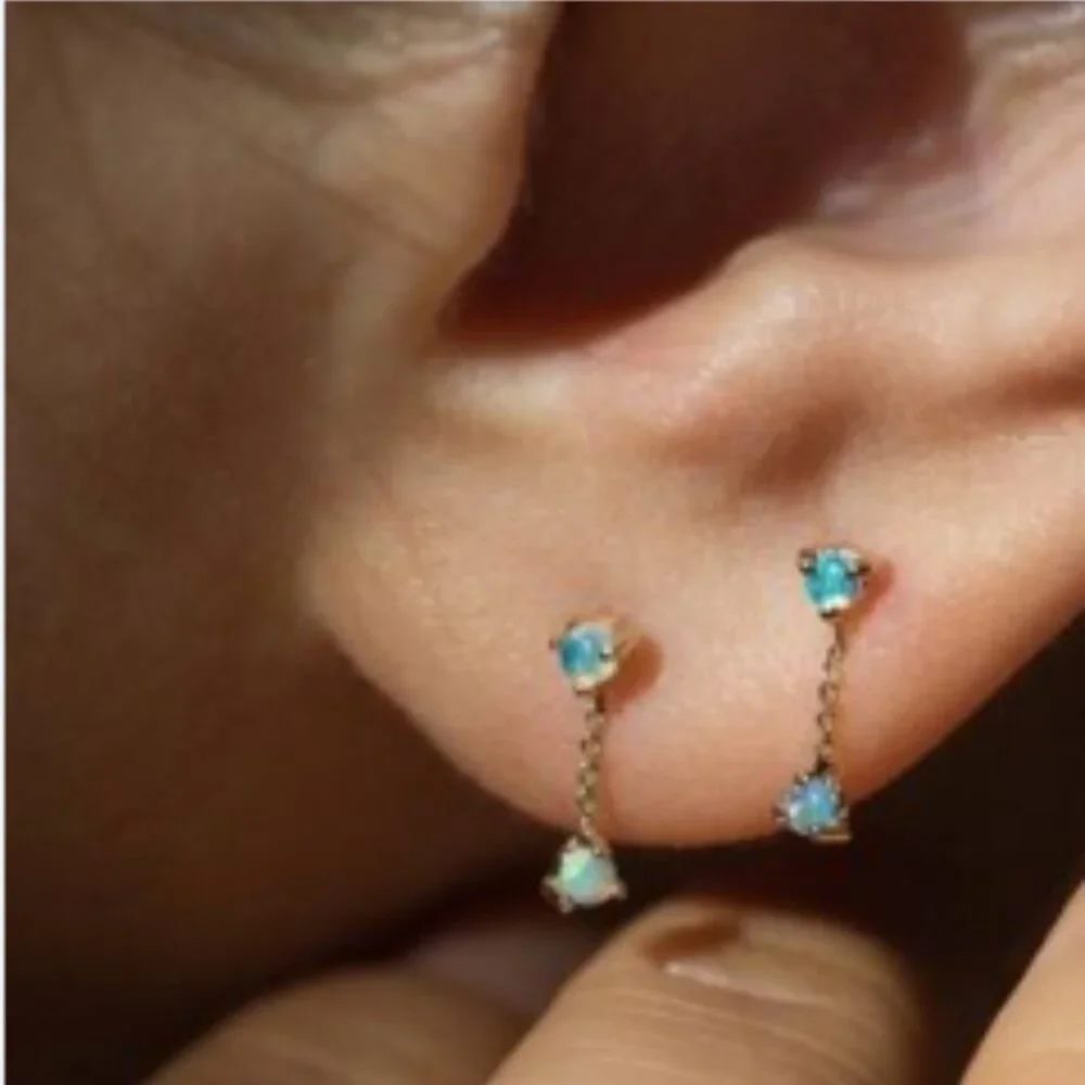 Catbird - Wwake Dangly Opal Earrings (pair) 14kt gold - *no backs* - Picture 3 of 5
